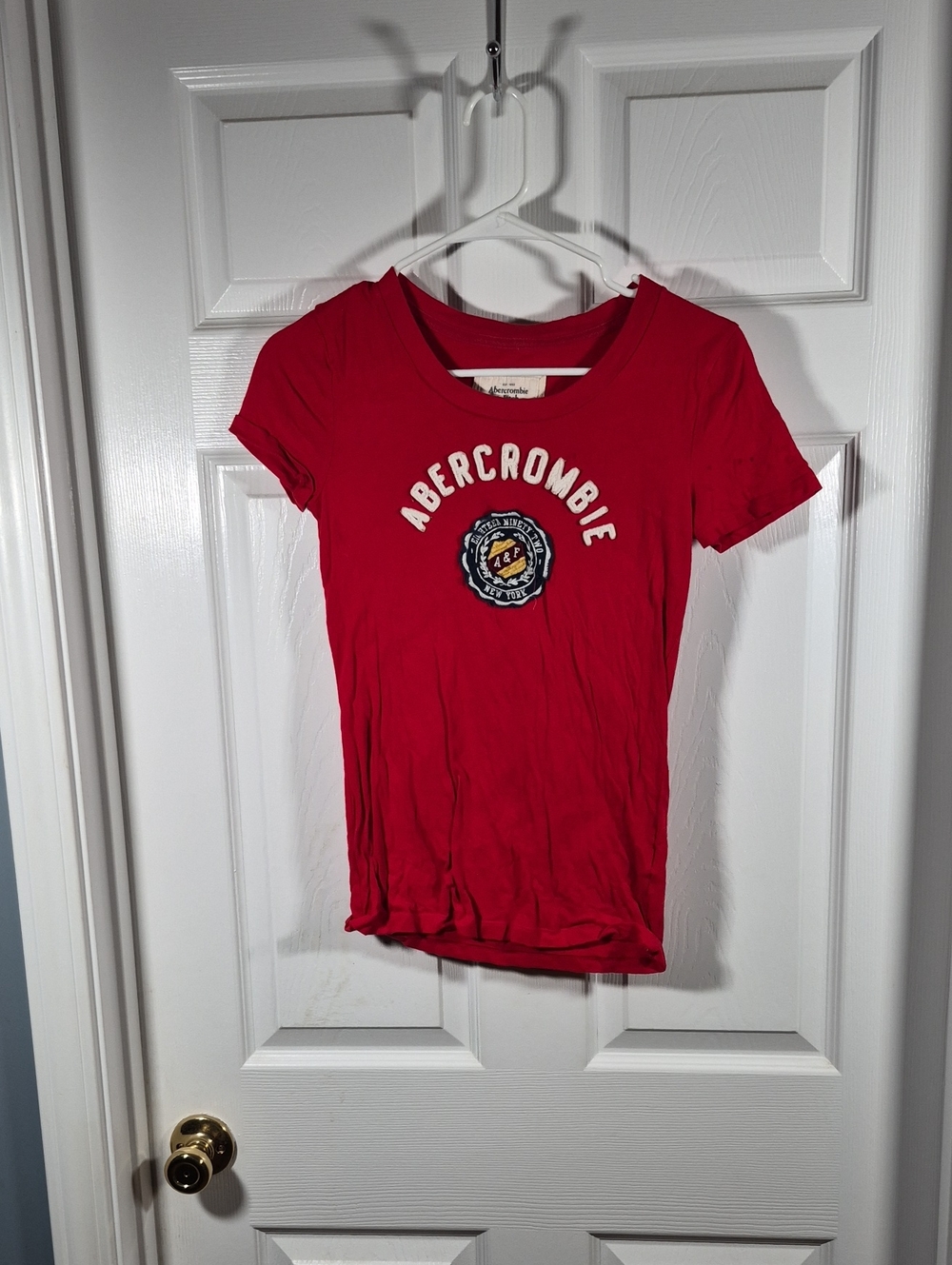 Abercrombie & Fitch Red Short Sleeve Logo Tee